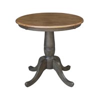 International Concepts Hickory/Washed Coal Round Traditional Wood Dining Table, with Washed Coal Finish and Wood Pedestal Base 30-in L x 29.1-in H