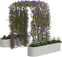 GarveeLife Galvanized Vertical Garden Kit - Tall Arch Trellis and Raised Planter Boxes Metal Raised Beds (White) | LMY-HJPPG-33111126
