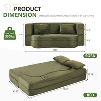 LOVMOR 71 Inch Folding Sofa Bed Plush Futon High Density Foam Convertible Green | SF-X-W1829P362308