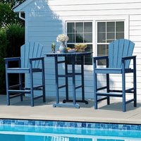 JEAREY Tall Adirondack Chairs Patio Bar Tables Set of 3 3 -Piece Patio Conversation Set one_size | PEZHSF02-GY