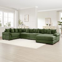 LOVMOR Modular Convertible Corduroy Sectional Sofa Couches Ottoman for Living Room Study Deep Seat Vacuum Packed Modern Green one_size