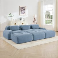 FAVSH Modular Corduroy Sofa Couches Ottoman for Living Room Bedroom No Assembly Vacuum Packed Non Slip Base Modern Blue one_size | LYON-W714S01251