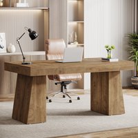 Tribesigns 55 1 in. W Conference Table for 4 People Small Meeting Table with Thick Tabletop and Double Trapezoidal Legs Modern Wood Seminar Desk