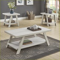 Watnature White Contemporary Coffee Table Set with 2 Matching End Tables Space Saving Shelf for Living Room one_size | ZRKP5G9WVAL7
