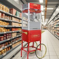 Tatayosi Popcorn Machine with Cart on Wheels Antique Style with Modern Features 16 Inch Bicycle Style Wheels Cabinet with Storage Space for Popcorn
