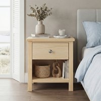 Blisstyle 1 Drawer Nightstand with Storage Cubby Natural Pine Finish Wooden Bedroom Furniture 1pc Bedside Table Modern Farmhouse Bedroom Nightstands