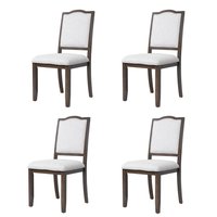Vynxaria Beige Brown Farmhouse Dining Chairs Set of 4 Dining Chair one_size in White | LEXY0170-DJCY-4WHB