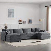 ModernLuxe Chenille Modular Sectional Sofa with Deep and Wide SeatU Shaped Cloud Couch Set with Double Cushions6 Seat Sofa with Movable