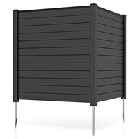 Slickblue 48 Inch W x 49 Inch H- Black/ White PVC Outdoor Privacy Screen with Galvanized Metal Stakes for AC Units Garden or Yard | D-CO-KD0624TG