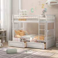 Dimakai White Twin over Twin Bunk Bed - Drawers Included Convertible Beds one_size | DI-WM240AK3P