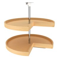 Rev-A-Shelf 2 -Tier Brown Maple Wood Adjustable Height Pie-cut Cabinet Lazy Susan | 166219