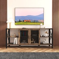 Tatayosi TV Stands for Living Room Industrial TV Stand for Bedroom Furniture Farmhouse TV Stand 80 Inches Television Stand Modern Horizontal Wood and
