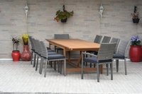 Amazonia Outdoor 11 -Piece Brown Wicker Patio Dining Set Extendable Table Wood Rectangle Table with 10 Cushions Stackable Stationary Chairs Cotton