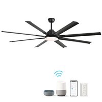 Tatayosi 72 Inch Modern Large Design Ceiling Fans With Smart Remote Control 6 Wind Speed DC Motor Black for Living Room | JL-262456