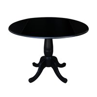 International Concepts Black Round Traditional Extending Drop leaf Wood Dining Table, with Black Finish and Wood Pedestal Base 42-in L x 29.5-in H