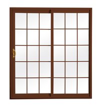 RELIABILT 72-in x 80-in x 4-9/16-in Jamb Brown Vinyl Universal Sliding Patio Door with Low-E argon Glass with Grilles in White | 719801223593