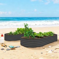 Blisstyle 2PCS Raised Beds 7 X 3 X 1 Raised Garden Bed Set Flower Plant Pots for Plants Indoor Outdoor Planter Rubber | PP128