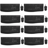 HM 1810 - Wireless And Mouse Combo 2 Full sized Computer With Wrist Rest 3 Level Dpi Adjustable For Windows Os Deskt - Black-8 Pack