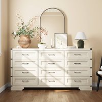 Famapy - 12-Drawer Large Dresser – Extra Storage Cabinet for Bedroom, Vanity, Living Room Durable, Spacious Drawers - Gray