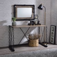 GOODSILO - Rustic Console Table with Oak Finish Top and Antique Black Metal Legs for Entryway or Living Room Decor - Black+Oak