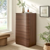 Mirae 5-Drawer Curved Dresser Chest of Drawers by Modway - Brushed Brown Oak