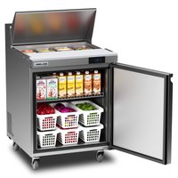 Coolake - 27'' W Commercial Refrigerator Sandwich Salad Prep Table, 1 Door Sandwich Fridge with 8 GN 1/6 Pans - Silver