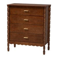 Baxton Studio - Danette Bobbin Wood 4-Drawer Chest - Walnut Brown