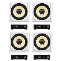 Acoustic Audio by Goldwood - HD-S10 Flush Mount Subwoofers with 10" Speaker and Amps 4 Pack - Paintable White