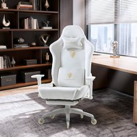 Dowinx - Gaming Chair,Breathable Suede Fabric Game Chair with 3D Armrest and PU Wheels,Big and Tall Gaming Chair - White