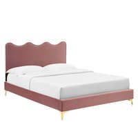 Modway - Current Performance Velvet Full Platform Bed - Red