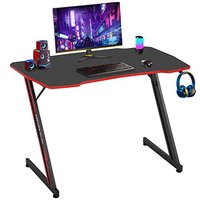 Hirose Alice - Gmaing Desk Pc Computer Z Shaped Gaming Workstation Table With Headphone Hook For Home Office Red Large - Red-35 in