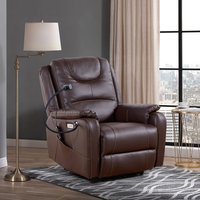 APRILSOUL - Liyasi Zero Gravity Power Recliner Massage Heating Phone Holder Side Pockets Usb Charge Ports - Brown