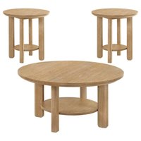 Coaster Co. of America - Ottowa 3-piece Round Wood Coffee Table Set - Light Oak