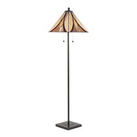 Loheer - Oil Rubbed Bronze Floor Lamp 63 Inch with Brown Cream Glass Shade Traditional Bedroom Lighting - Bronze,Brown,Cream