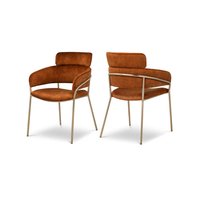 Meridian Furniture - Yara Cognac Velvet Dining Chair, Set of 2 - Brown