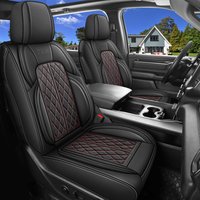 COTTAGE - Seat Covers Custom Fit For Chevy Silverado Gmc Sierra Crew Cab Pickup Truck Cover Protector Cushion With - BEIGE&BLACK FRONT PAIR