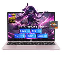 NIMO - 15.6" IPS FHD-Gaming-Laptop, 8 Cores AMD Ryzen 7 6800H 64GB DDR5 RAM 1TB SSD 4.7GHz Fingerprint 100W - Rose Gold