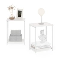 PO3TICJUNKI3 - Simplistic Side Table Set Of 2 2-tier End Nightstand Night Stand Bedside Easy Assembly For Living Room Bedroom - White