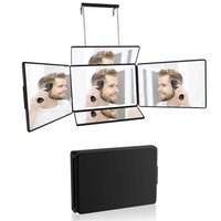 Cedar Assembly - 5 Way Mirror For Self Hair & Shaving 360 Makeup With Height Adjustment Braiding Styling (black) - Black with LED