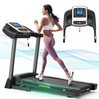 Loheer - Compact Foldable Home Treadmill 3.0HP Quiet Motor 330 lbs Capacity 8 Shock Absorbers Small Space Treadmill - Black
