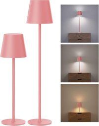 Stamp n Camp - JACKYLED Cordless Table Lamps Rechargeable 3 Adjustable Height 5000mAh Battery Operated 3 Colors Smooth Dimming - Pink-2 Pack-Round Base