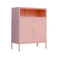 Earthley Blooms - METAL STORAGE ACCENT SIDEBOARD CABINET - Pink