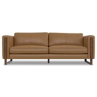 Simpli Home - Richard Modern Contemporary 83 inch Wide Sofa in Butternut Brown Genuine Leather - Butternut Brown