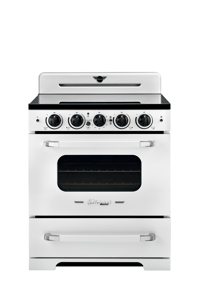 Unique Appliances - 30 in. Wide 5 Elements Classic Retro 3.9 Cu. Ft. Freestanding Induction Range with Air Fry - Marshmallow White