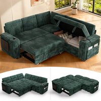 Dyonery - 85" Modular 5 Seat L Shaped Couch with Reclining Backrest|USB Ports|Cup Holders|Side Table|Storage Chaise Armrests - Gray