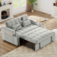 Trinkets Crazed - Modern Corduroy Oversized Recliner Sofa with Deep Seat, USB Charging,RGB LED Light Strip - Orange