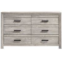 Elements - Eleanor Six Drawer Dresser in Distressed White - Distressed white wood finish