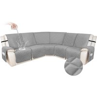 Fabibe - Waterproof Velvet Recliner Sectional Couch Covers L Shaped Corner Reclining Sofa Cover Washable Thick Non Slip - Silver Gray 5 Seat Recliner Couch