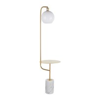 Loheer - Contemporary Floor Lamp Metal Side Table White Marble Base Living Room Lighting - Gold