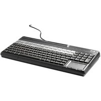 HP - POS Keyboard - 106 Keys - QWERTY Layout - 28 Relegendable Keys - Magnetic Stripe Reader - USB - Black